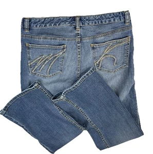 Vintage Michael Kors Flare Jeans Medium Wash Stretch Denim Women Sz 6 MK Logo - Picture 1 of 10