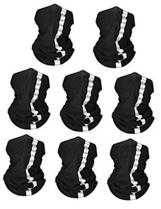  8 Pcs Reflective Neck Gaiter Neon Safety Bandana Face Cover UV Polyester Black - Picture 1 of 8