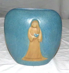 Jack Black Navajo Blue: Girl Holding Dove Pottery Vase: Signed 1987 - with COA - Picture 1 of 5