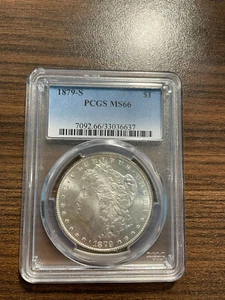 1879-S Morgan Silver Dollar $1 PCGS MINT STATE 66 MS 66 RARE HIGH GRADE - Picture 1 of 4