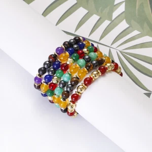7 Chakra Crystal Healing Bracelet Relief Anxiety Hematite BraceletsFor Men Women - Picture 1 of 21