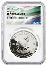 2022 South Africa 1 oz Silver Krugerrand Proof Ngc Pf70 Uc Flag Label