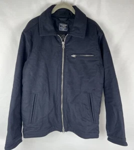 ABERCROMBIE & FITCH Mens Wool Blend Jacket Coat Classic Medium Navy Blue EUC - Picture 1 of 4