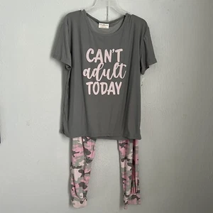 Bobbie Brooks 2 Piece Pajama Set Sz M Can't Adult Today Women's - Picture 1 of 11