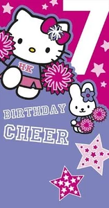 Hello Kitty Age 7th Birthday Card Children Kids Girls Birthday Party Cards - Picture 1 of 5