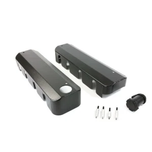 Fabricated Black Aluminum LS Coil Covers GM Chevy Fill Neck LS1 LS2 LS3 LSx - Picture 1 of 3