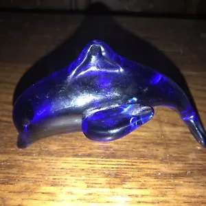 Estatuilla de delfín de vidrio soplado azul - Imagen 1 de 5