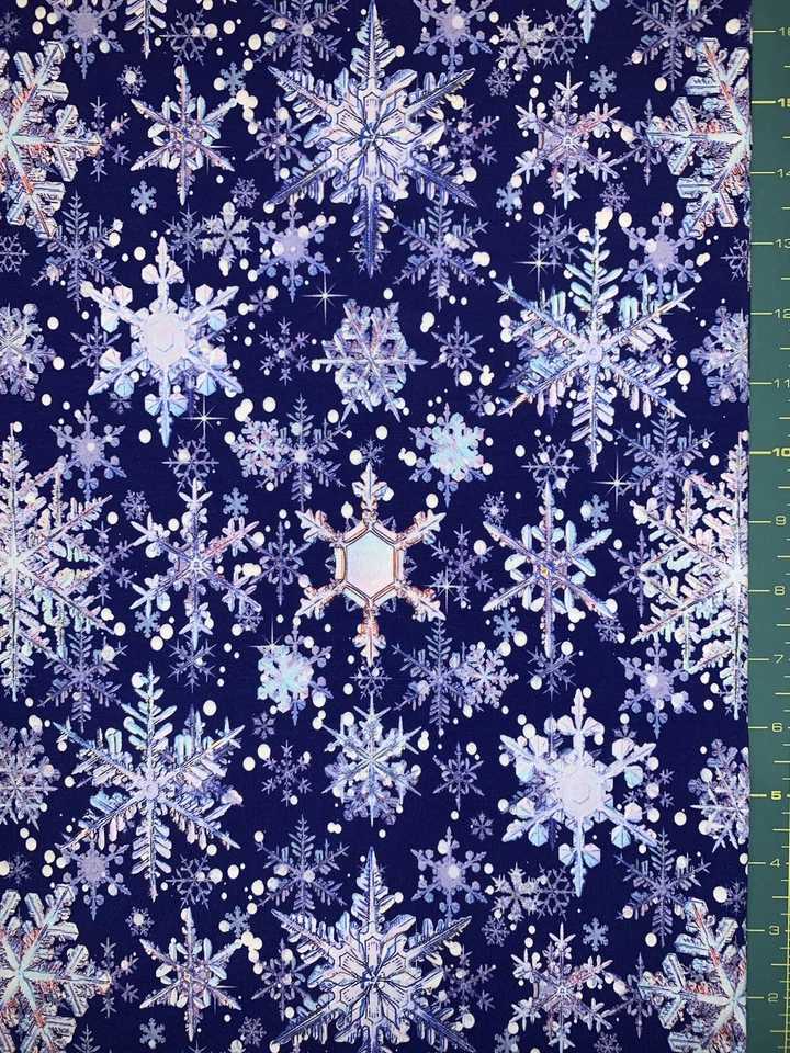 Christmas Snowflakes On Blue Custom Fabric Fat Quarter 18x28” Cotton Spandex - Image 1 of 1