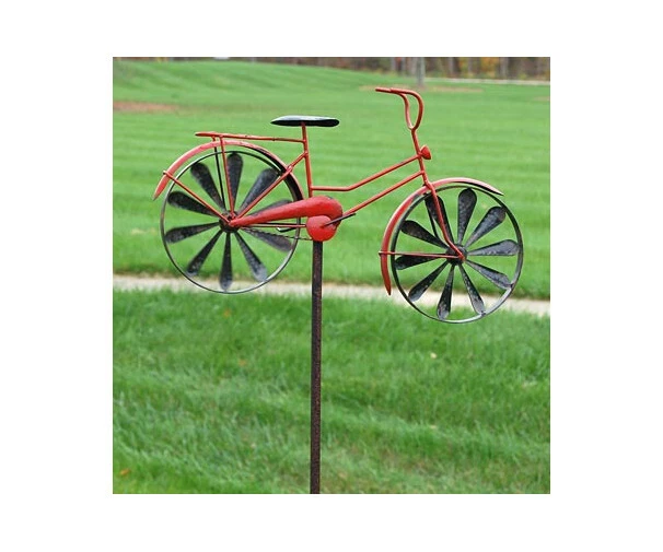 Panacea Charming Accent Bicycle Kinetic Art Windmill, Red, 52"H - Image 1 of 1