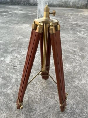 Tripod Teak Wood Adjustable Leg Tripod Vintage Floor lamp Stand Tripod Lamp. - Image 1 of 4