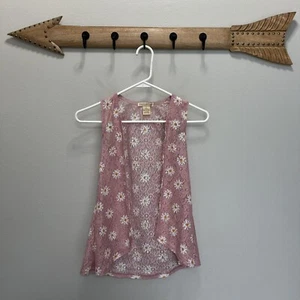 Sweet Stories | Pink Lace Sleeveless Open Cardigan Girls Size 4 Floral - Picture 1 of 4