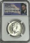 1964 D NGC MS65 ARGENT KENNEDY PREMIÈRE ANNÉE D'ÉMISSION JFK PIÈCE SIGNATURE ÉTIQUETTE 50C