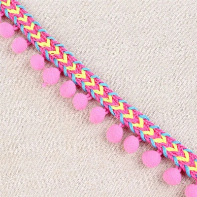 Cinta de encaje con borla arco iris de 2 yardas adornos de pompón tela hágalo usted mismo accesorios de costura Foto 1 de 4