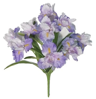 Lavender Iris 20" Bush 9-Bloom Silk Flower Home Craft Patio Wedding Yard Decor - Image 1 of 4