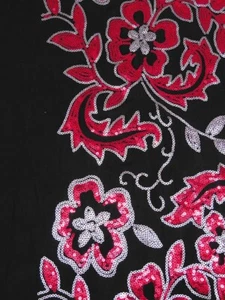 Scrolls and Flowers Sequin  FTY Jersey Knit Apparel Fabric By  the Yard  - Picture 1 of 2