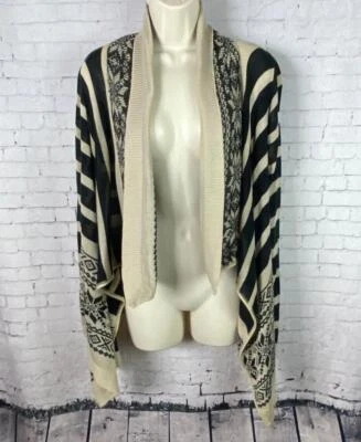 Cárdigan suéter tejido rue21 pequeño para mujer beige a rayas frente abierto *defecto (C14) Foto 1 de 4