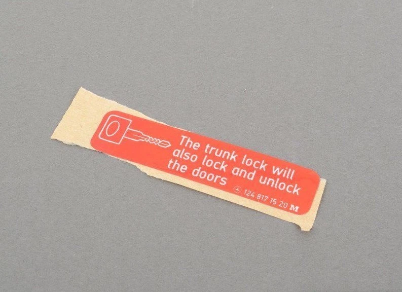 Mercedes Benz Genuine W140 S-Class Trunk Lock Sticker Label Decal 1248171520 NEW - Image 1 of 1