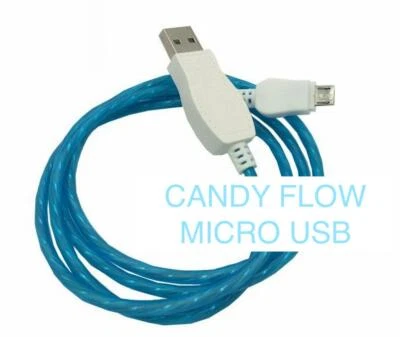 CANDYFLOW LIGHT EL LED 3ft data charger cable FOR MICRO-B smart phones & devices - Image 1 of 4