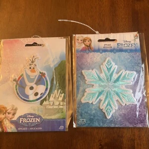 Disney's Frozen Elsa's Snowflake Embroidered Applique Iron On Patch Lot 2 Olaf - Picture 1 of 6