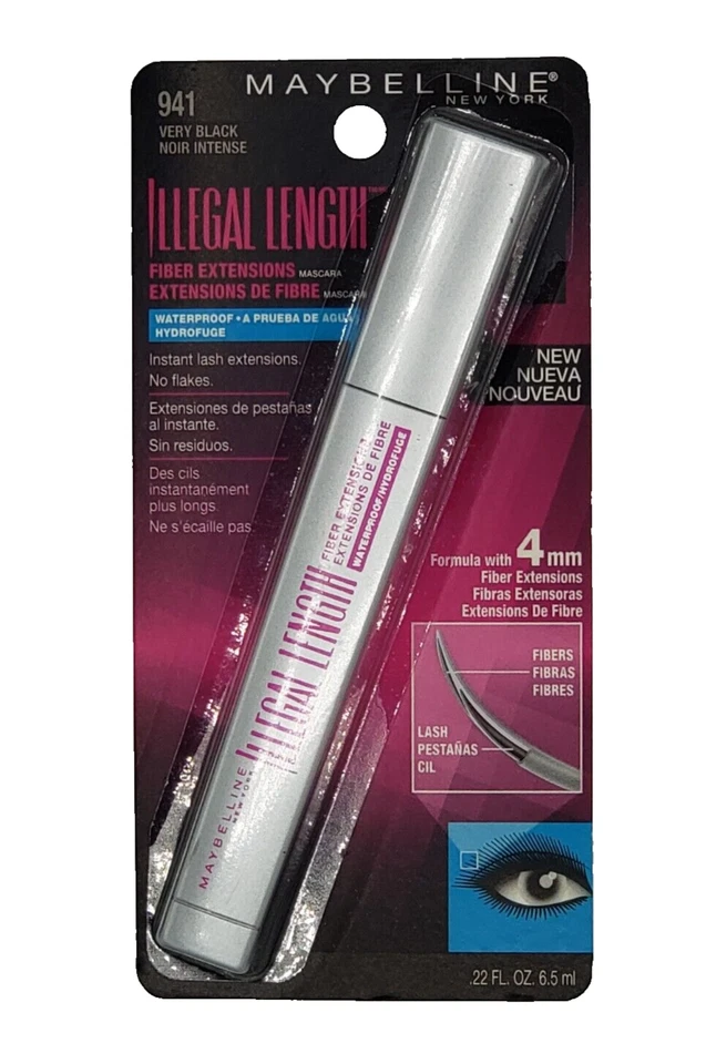 NEW MAYBELLINE MASCARA ILLEGAL LENGHT WATERPROOF - 941 VERY BLACK - Image 1 of 1