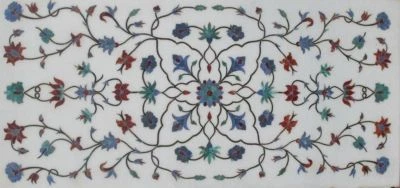 48" x 24" Table Top Marble inlay pietra dura inlay marquetry work - Image 1 of 2