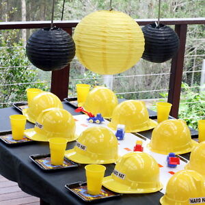 Child Yellow Construction Hat Soft Plastic Helmet Kids Hard Cap Birthday Party 