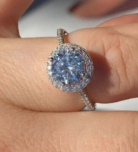 925 STERLING SILVER 1.75CT LAB CREATED DIAMOND HALO ENGAGEMENT WEDDING RING - Picture 1 of 6