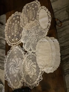 Vintage/Antique White, Ivory, Ecru Lace Table Toppers Doilies, Hankies - Picture 1 of 12