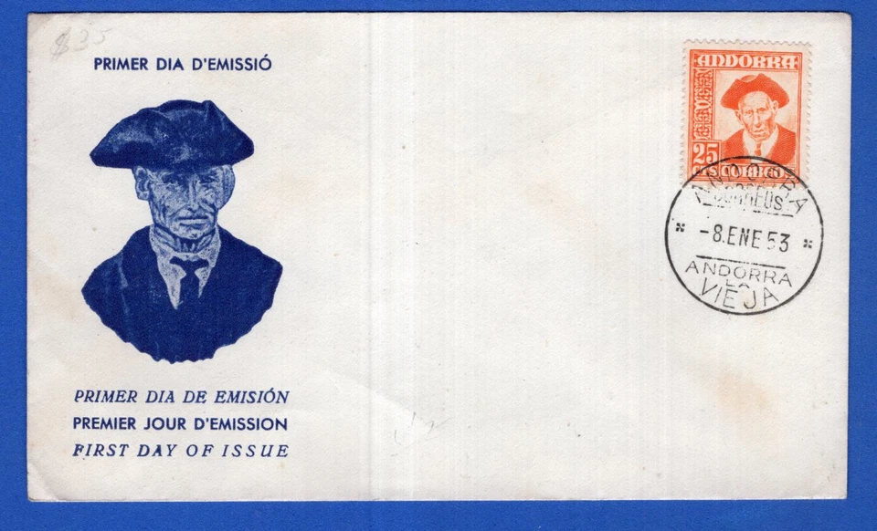 ANDORRA, SPAIN OFFICE, 1953, FDC - Image 1 of 1