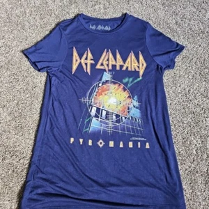 Def Leppard Pyromania Womens Size Medium Blue Short Sleeve Lightweight Shirt - Picture 1 of 8