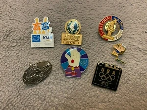 VINTAGE LOT OF 7 OLYMPIC PIN  ATT BETTY CROCKER VISA ETC  - Picture 1 of 2