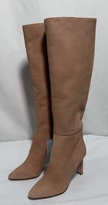 Antonio Melani Boots Knee Shoes 7M Wide Calf Leather Women Nude Tan Beige $198 - Picture 1 of 13