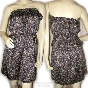 New Sleeveless Strapless Ruffle Tube Peplum Dress M Made USA Multicolor Faircore - Picture 1 of 11