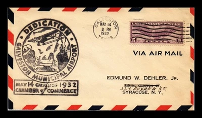 SELLOS DR JIM PORTADA DE EE. UU. GALVESTON TEXAS AEROPUERTO DEDICACIÓN CORREO AÉREO Foto 1 de 2