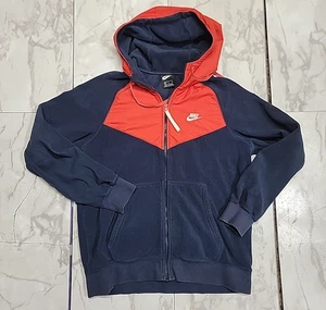Vintage Nike Tech Fleech Blue Red Fleece Windbreaker Full-Zip Jacket Men Medium - Picture 1 of 13