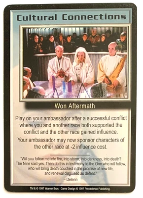 Precedence Babylon 5 CCG 1997 Premier Promo Cultural Connections Ganó las consecuencias Foto 1 de 3