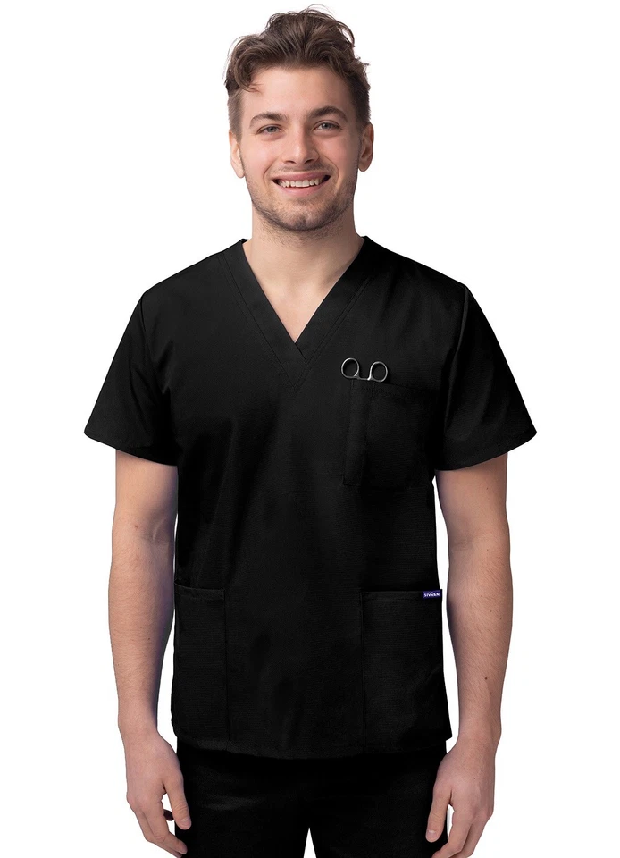 Sivvan Men Woman V-Neck 3 Pocket Scrub Top Stylish Comfortable & Roomy Fit - Image 1 of 4