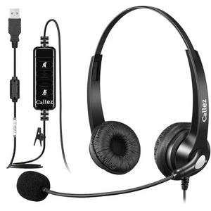 USB Headset with Microphone for PC Ultra Comfort USB Headphone with Noise-Can... - Picture 1 of 7