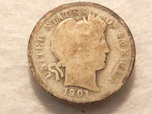 Moneda de diez centavos de plata de Estados Unidos O Liberty 1901 - Imagen 1 de 2