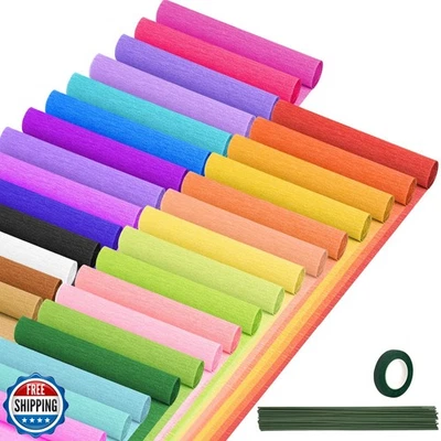 Crepe Paper Streamers 30 Rolls, 10 x 98Inch 30 Rainbow Colors Crepe Paper She - Image 1 of 4