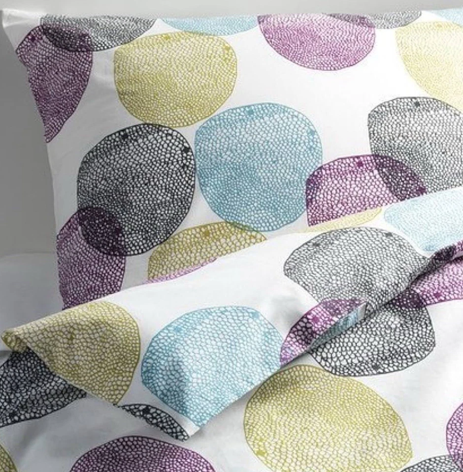 Изящный IKEA Malin Rund полный королева круги пододеяльник и 1 Sham комплект постельного белья 85 x 86" - Изображение 1 из 4