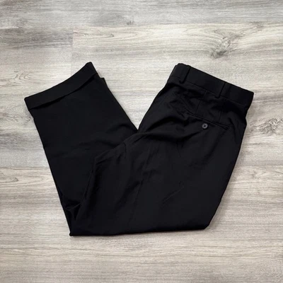 Pantalones de vestir con puños plisados negros Arrow para hombre talla 36x29 Foto 1 de 4