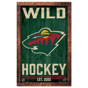 Minnesota Wild Hockey 11" x 17" Wood Sign Fancave Mancave - Picture 1 of 1