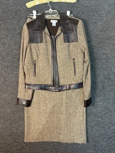 J'Envie Sport Women's 3PC Jacket & Skirt Suit Wool Brn Size sm - Picture 1 of 15