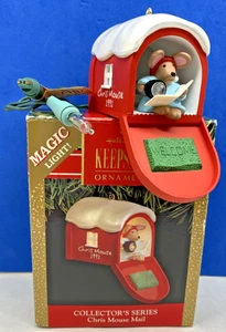 1991 Hallmark Collector's Series Chris Mouse Mail Magic Light Keepsake Ornament - Picture 1 of 6