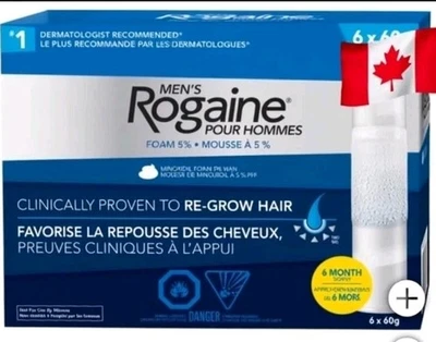 ROGAINE ESPUMA MINOXIDIL HOMBRE 5% 6x60 G, Tratamiento 6 Meses, CAD: 2026-12-31 Foto 1 de 3