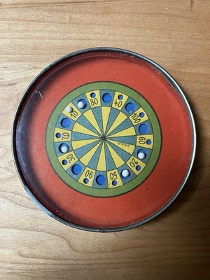 Vintage 4" Round Dexterity Skill Roulette Ball Game GERMANY D.R.G.M. Mirror Back - Image 1 of 4