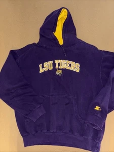 Vintage LSU Hoodie Starter Purple Yellow Large 25x27 - Picture 1 of 6