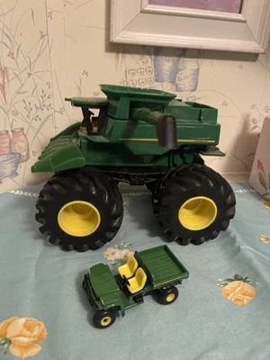 ERTL John Deere Toy Combine Harvester Plastic Big Foot WORKS & Small Golf Cart - Image 1 of 4