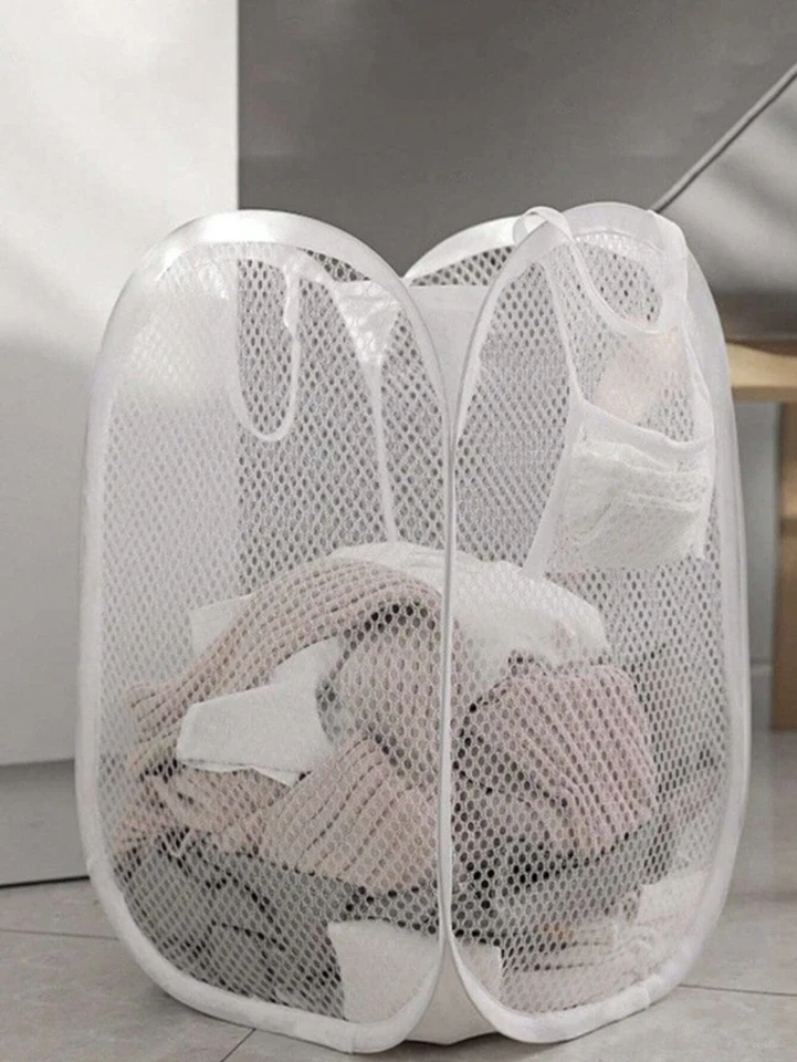 Foldable Laundry Bag Pop Up Mesh Washing Cloth Basket Hamper Storage Bin Tidy UK - Image 1 of 1